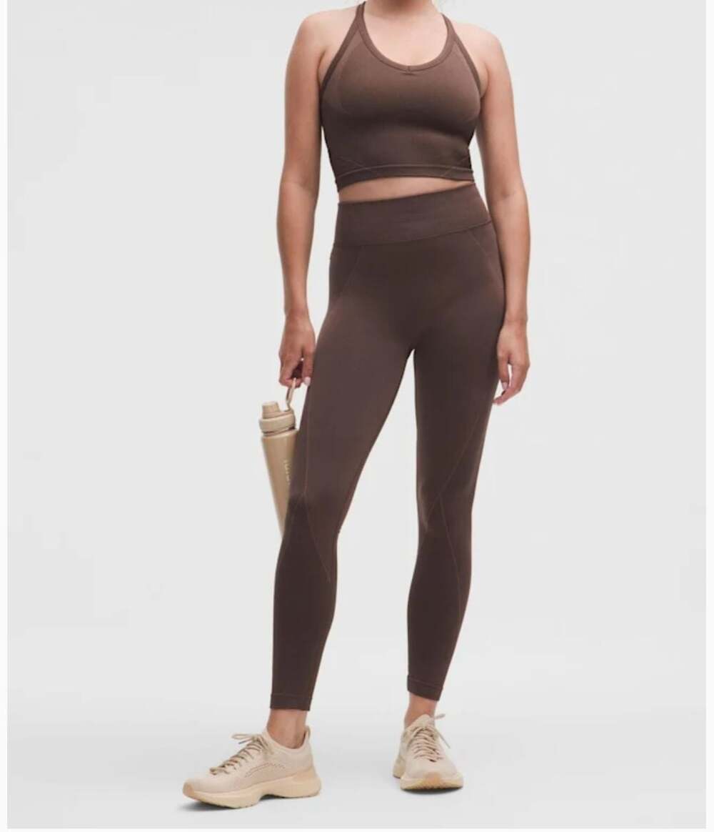 Lululemon Get Low High-Rise Training Tight and Bra Set Sequoia sz 2/XXS